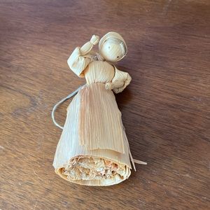 Vintage corn husk doll handmade in Czech